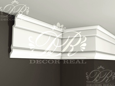 Гладкий гипсовый карниз К23 от Decor Real.